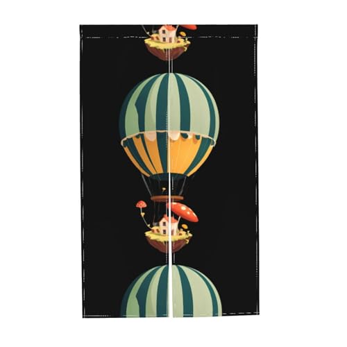Cortina de dos paneles estampada con diseño original de setas para puertas interiores 8