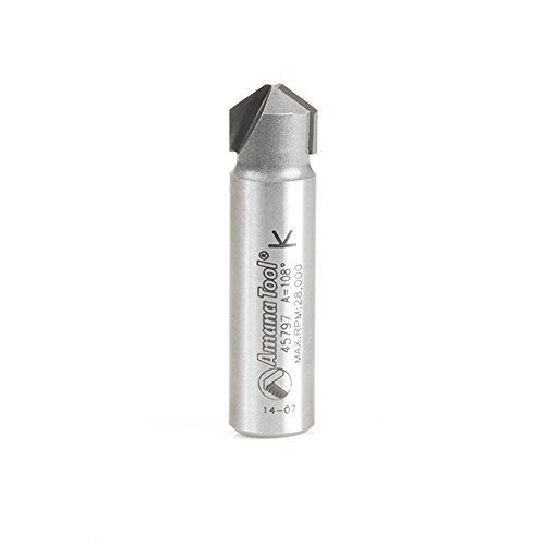 Image of Amana Tool - 45797 Carbide Tipped Double Edge Folding V-Groove 108 Deg x 0.090 inch Tip Wi