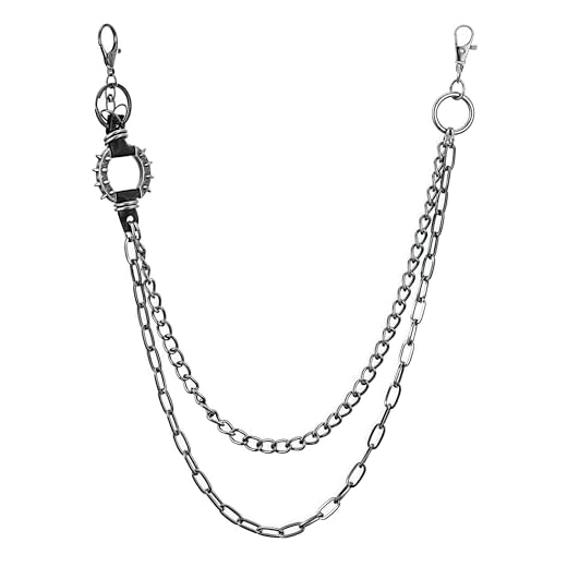 Heavy Duty Punk Chains for Pants, Multi-layer Gothic Hip Hop Accessories with Durable Clasps, Unisex Metal Belt Chain for Wallet, Keys & Streetwear Fashion