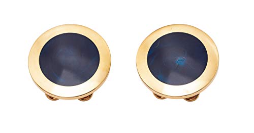 BUTTONCUFF Classic Button Covers - Imitation Cuff Links for Tuxedo, Business or Formal Shirts (Gold Blue, Standart)