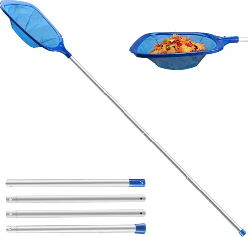 Jsdoin 161cm épuisettes de Surface pour Piscine, Filet de Piscine, épuisette Piscine avec 123CM Télescopique Réglable pour Nettoyer la Piscine, Spa, Source...