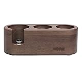 LEIXIUSM Soporte de madera para filtro de café, estación de prensado de madera, compatible con accesorios de cafetera, café, máquina de espresso (3 agujeros de 53 mm)