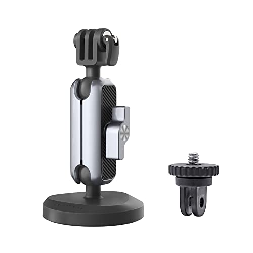 Magnetic Camera Mount Compatible for DJI OSMO Action 4/3/2, Gopro 11/10/9/8/7/6/5/4 with 1/4'-20 Standard Thread Adapter OSMO Pocket 2, Insta360 ONE RS, R, ONE X3, X2, Double Ball Head Mechanism