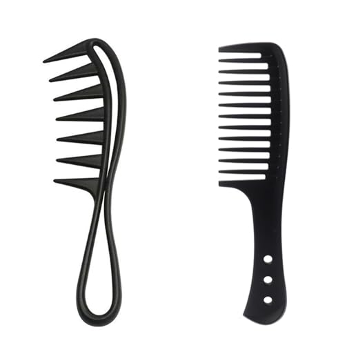 2-Pack Wide-Tooth Comb for Long Curly Wet Wavy Hair - Anti-Static Smooth-Grip Shark-Tooth Design, Perfect for Detangling Curls - for Women & Men, Hairdresser Use