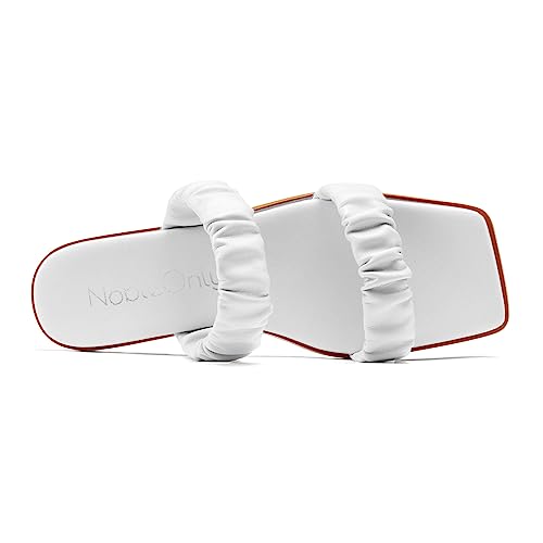 NobleOnly Womens Open Square Toe Slip-on Flats Shoes Casual Party Office Dress Cute Summer Mules Shoes 0.4 Inches Heels4