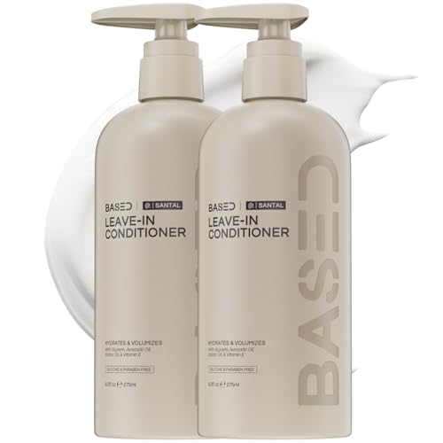BASED Leave-In Conditioner Instant Frizz Control Hydrates & Nourishes Hair Premium Leave-In Conditioner for Men Healthier-Looking Frizz-Free Hair in Minutes (9.3 Fl Oz Pack of 2)
