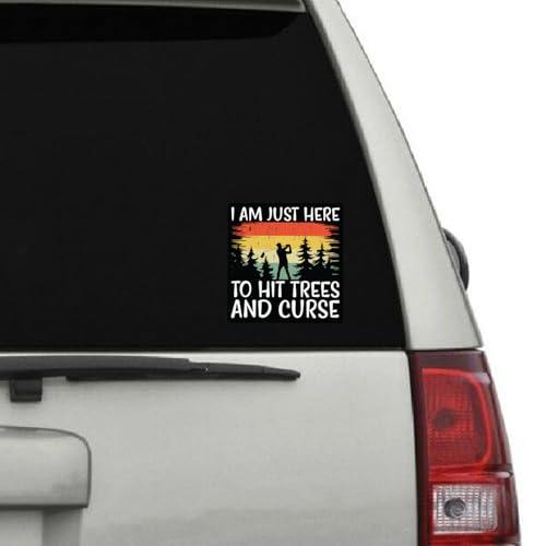 Image of Funny Golf Stickers - 5 Inch Waterproof Vinyl Decals - Choose from 10 Humorous Designs - Perfect for Cars, Golf Carts, Laptops, Windows, Bumpers & More (Hit Trees and Curse)