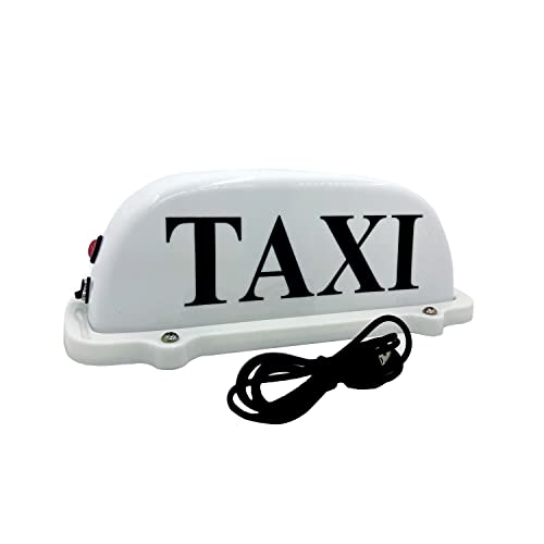 BADASS SHARKS USB Rechargeable Battery Taxi Top Dome Light Roof Sign with Magnetic Base White LED Taxi Logo Light LED Taxi Board Light