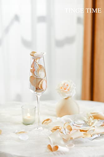 Tinge Time 400Pcs Silk Rose Petals, Brown & Golden Flower Petal With Aromatherapy Card For Weddings Flower Girl Basket Table Aisle Decorations Bridal Shower Romantic Night #TOP5