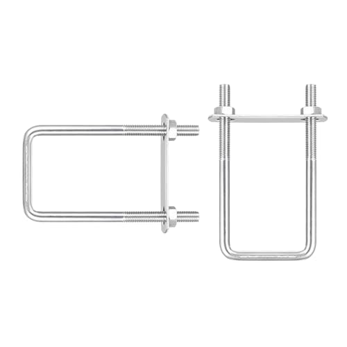 Image of DTGN M8x50x120mm(ThreadxWxL) Square U Bolt - 2Pack - Good for Trailer Pipe Replacement Parts - 304 Stainless Steel U Shape Bolts