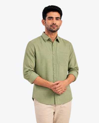 Image of Arvest Men's Solid Linen Casual Shirt | Regular Fit | Breathable | Full Sleeve