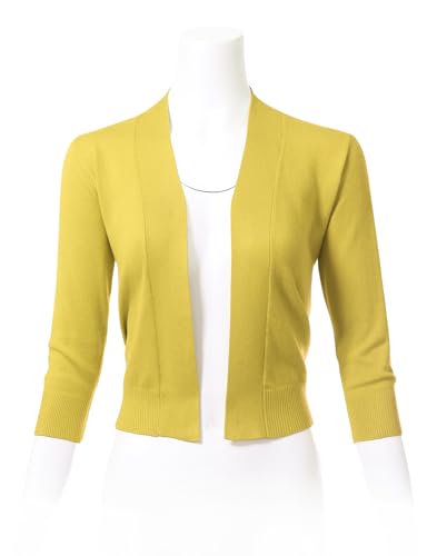 Image of Allsense Women's 3 /4 Sleeve Cropped Shrug Cardigan | Classic Bolero, Open-Front, Lightweight Soft Fine Knit Cover Up