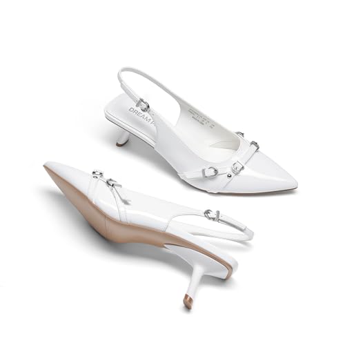 DREAM PAIRS Women's Low Kitten Heels Slingback Closed Pointed Toe Comfortable Dressy Pumps Wedding Party Casual Elegant Dress Shoes3