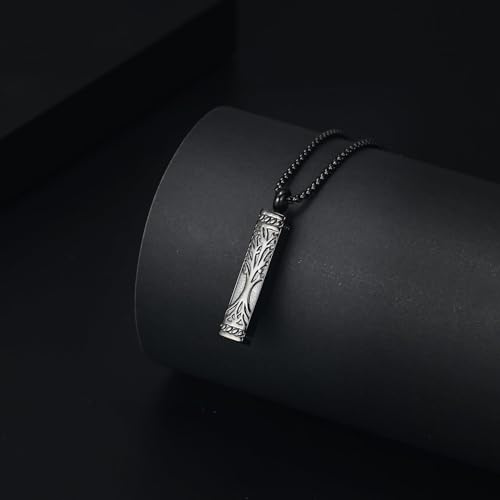 Imrsanl Tree of Life Urn Necklace for Men Women Bar Cremation Jewelry for Ashes Keepsake Ashes Necklace Pendent4