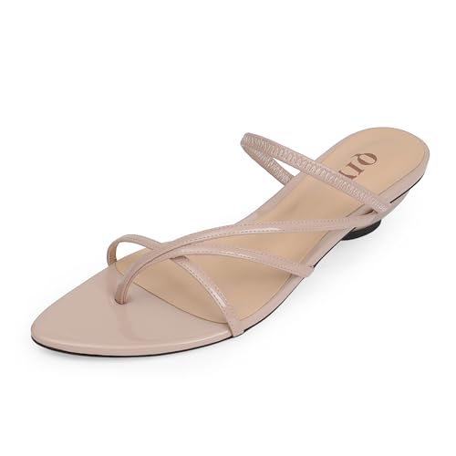 Image of QIY Flip Flops Thong Heels Women Heeled Sandals Low Chunky Heels Slip on Slide Sandals Kitten Heels for Women Party Dress Shoes