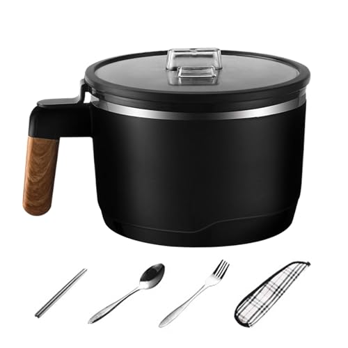 Tazón de ramen para microondas con colador - Tazón de fideos en el microondas, tazón de sopa grande con tapa | Hornillo Ramen portátil, cuencos de fideos aislantes de acero inoxidable