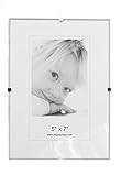 Case of 6, Clip Picture Frames for 5 x 7 Prints, Tempered Glass Front Panel with Chipboard Back, Photo Holders for Tabletop Use Only, Frameless Design
