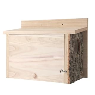 Wonderjune 1 Set Squirrel Nesting Box Squirrel House for Outside Nesting Hanging Handcrafted Thick Wood Winter Chipmunk Outdoor Shelter Garden Yard Support Local Wildlife Easy to Install