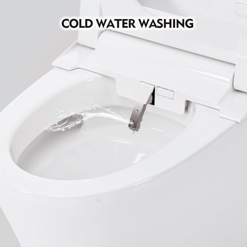 Smart Toilet Bidet Combo con Boquilla Autolimpiable, Inodoro de Doble Descarga sin Tanque, Flush con Sensor de Pie, Luz Nocturna LED, Control de Perilla, Descarga en Corte de Energía, Asiento de Cierre Suave, Tecnología de Ahorro de Agua miniatura 4