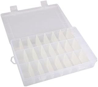 hunpta Adjustable 24 Compartment Plastic Storage Box Jewelry Earring Case (Clear)