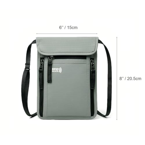 Image of Crossbody Card Pouch for Passport Mobile Phone with RFID, Travel Wallet