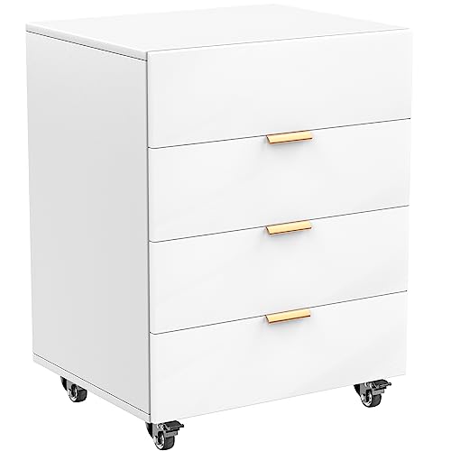 Archivador móvil de 4 cajones,Cajonera de Oficina archivador vertical portátil gabinete de almacenamiento debajo del escritorio armario de oficina móvil con ruedas para casa, oficina,madera