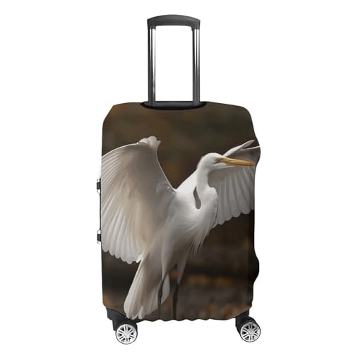 Egret Spreads Its Wings Luggage Cover, Washable Elastic Suitcase Cover Protector Fit 18-32 Inch Luggage4