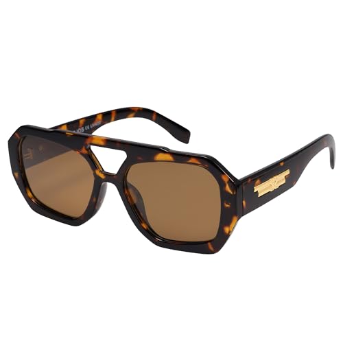 SOJOS Polarisiert Sonnenbrille Damen Herren Retro Sechseckigen Quadratische Kunststoff Designer Sonnenbrillen SJ2288