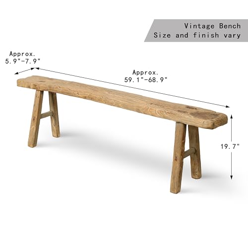 Image of Artissance 20 inch H Vintage Noodle Bench 5-5.5ft Long Weathered Natural (Size and Finish Vary)