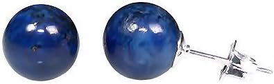 Trustmark 925 Sterling Silver 8mm Natural Blue Lapis Lazuli Ball Stud Post Earrings