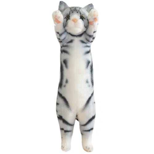 ELAINREN Lifelike Gray Shorthair Kitten Plush Realistic Tabby Cat Toy/15''