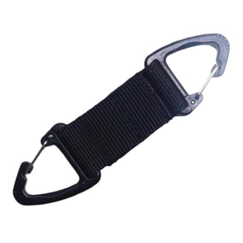 Gancho resistente – Gancho tático de nylon para mochila, mosquetão triangular para uso ao ar livre, para caminhadas, acampamento e EDC, preto