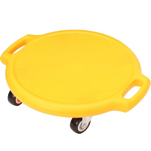 Tabla Equilibrio Niños Balance Board con Asas y Ruedas Silenciosa Plástico Patinete Sentado Infantil Equipamiento Deportivo Sensorial Interior y Exterior Juguete Educativo Apto para Autismo(Amarillo)