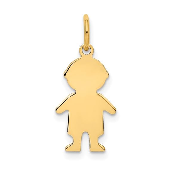 CoutureJewelers 14K Yellow Gold Engravable Boy Dangling Charm