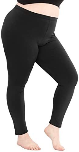 Women's Cotton Plus Size Leggings Black 3X