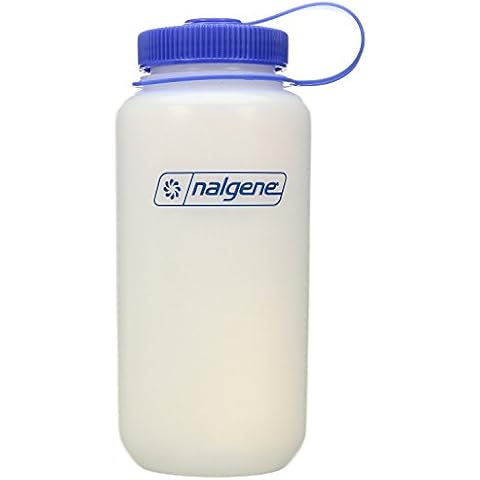 Nalgene Outdoor HDPE Wide Mouth BPA-Free Water Bottle, Plastic, 32 oz ,Blue Cover