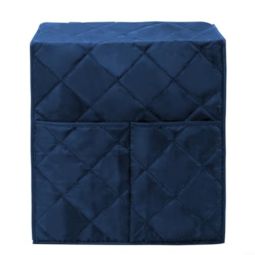 Glewi Funda antipolvo para máquina de café, protector de algodón lavable con bolsillo de almacenamiento, estilo vintage para cocina, 32 x 31 x 36 cm, gris (azul oscuro)