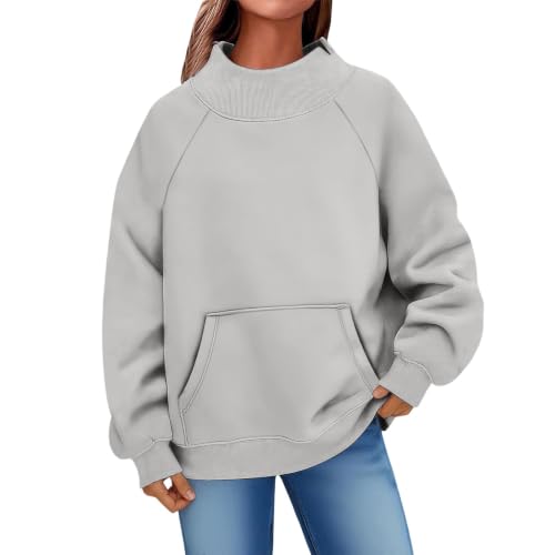 Oversized Mock Neck Sweatshirt Women Long Sleeve Pullover Tops Ashy S - image 2