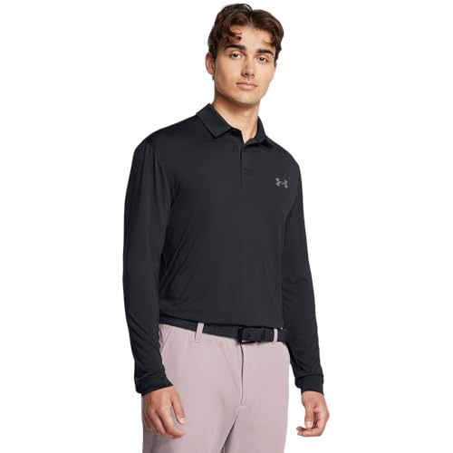 Under Armour Men's Playoff Long Sleeve Polo, (001) Black / / Castlerock, Large