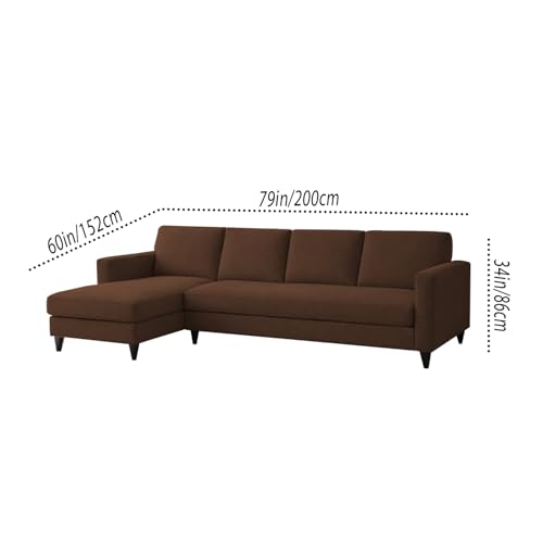 Image of Carlos LHS 4 Seater L Shape Sofa Set for Living Room & Home Office Furniture, Modern Durable Sectional Corner Sofa Couch, Premium Fabric Comfortable Seating with Strong Frame (Brown)