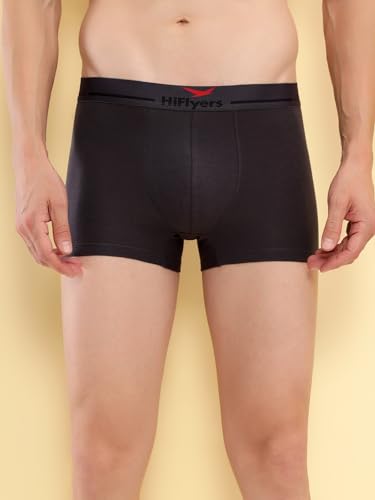 Image of HiFlyers Men's Cotton Spandex Odour-Free, Long Lasting Comfort, All Day Fresh and Confidence Dark Knight Collection Solid Trunks