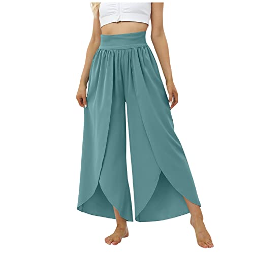 Culottes Hosen Damen Leichte Sommerhose, Damen Wickelhose mit Schlitz...
