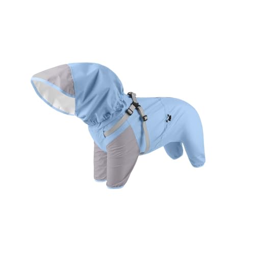 LALEER BIZ 犬用レインコート 四つ足レインコート 防風・防水 アウトドア フード付き 取り外し可能 ジャケット 大型犬・小型犬用 (XL,ブルー)