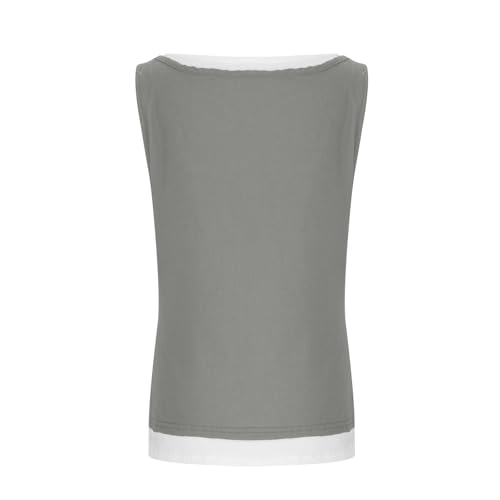 Girls Cotton Linen Summer Tank Tops Fake-Two Pieces Cute Sleeveless Crew Neck Tunic Tee Shirts for 5-14 Years3