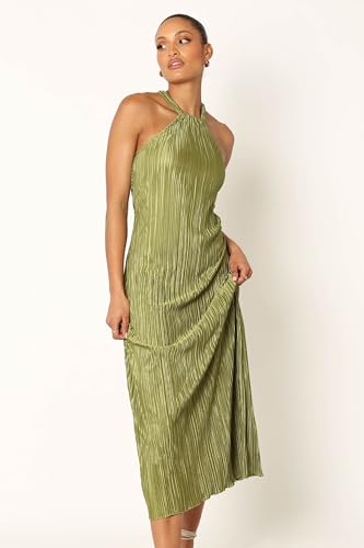 Petal & Pup Women's Melody Plisse Halter Maxi Dress2