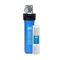 Express Water Whole House Water Filter, 1 Stage Home Water Filtration System, Carbon Filter, Includes Pressure Gauges, Easy Release, and 1 Inch Connections.