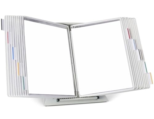 Tarifold Desktop Reference Organizer & Display System, 20 Double-Sided Pockets, 40 Sheet Capacity, Expandable, Durable Steel Wire Frames, Letter Size, Made in France, White