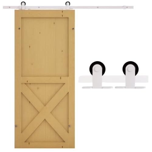 Image of HOMCOM 6FT Rustic Interior Sliding Barn Door Mounting Hardware Kit - White