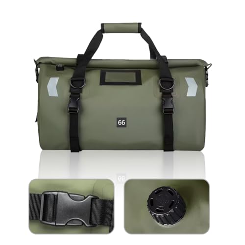 Bolsa seca impermeable para motocicleta de PVC 66L verde miniatura 5
