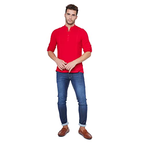 Image of Identiti Long Sleeves Solid Slim Fit 100% Viscose Casual Shirt /Kurta for Men